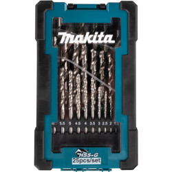 Набор сверл по мет. 25 шт 1-13мм,  шаг 0.5мм, HSS-G (MAKITA)