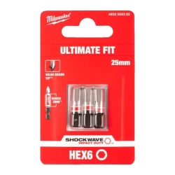 Бита Milwaukee Shockwave Hex6 25мм 3шт (4932500382)