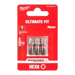 Бита Milwaukee Shockwave Hex8 25мм 3шт (4932500383)