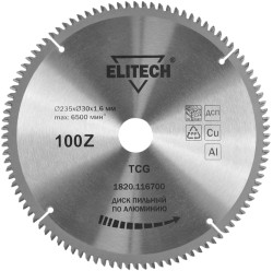 Диск пильный  235x2,6х30 мм Z100 по алюминию  (1820.116700) ELITECH 195629