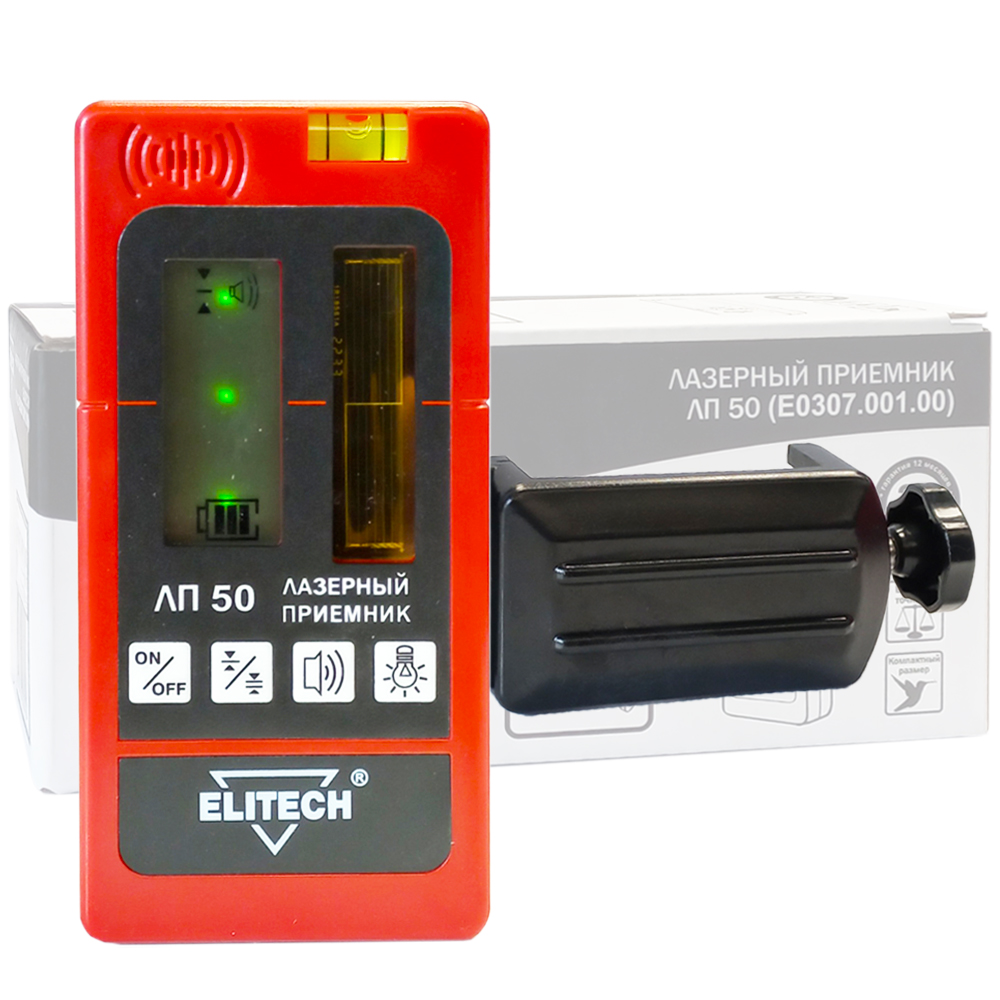 Приемник лазерный  ЛП 50  (50 м / 2хААА / Кронштейн), ELITECH 198502- фото