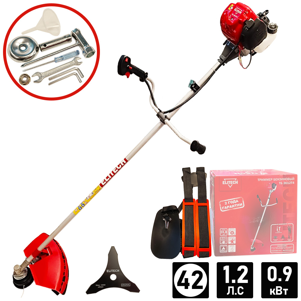 Триммер  ТБ 3612T4  бензиновый (4-х т / 35,8 см3 / 1,2 л.с./ 0,9 кВт / Прямой вал) (E1602.016.00) 205470- фото