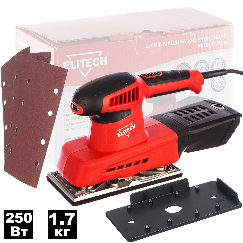 Вибрационная шлифмашина  МШВ 0319Э (250Вт / Коробка), ELITECH 180925- фото
